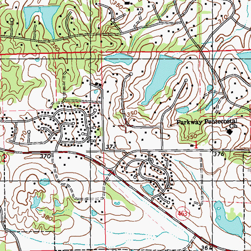 Topographic Map of Twelve Oaks, MS