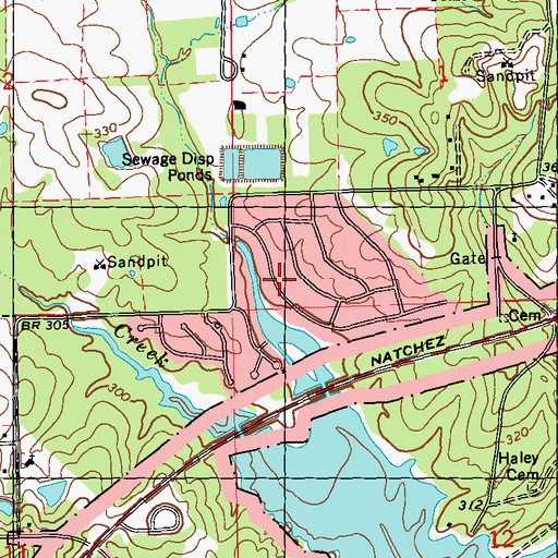 Topographic Map of Twin Harbor, MS