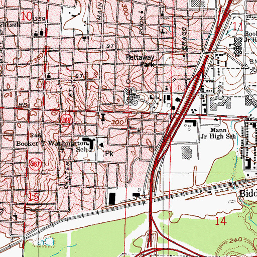 Topographic Map of Waters Temple Church of God in Christ, AR