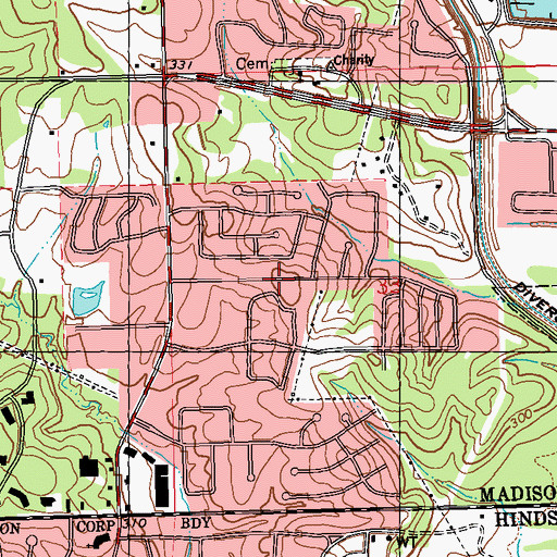 Topographic Map of Village Glen, MS