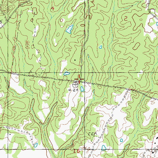 Topographic Map of Bells Store (historical), MS