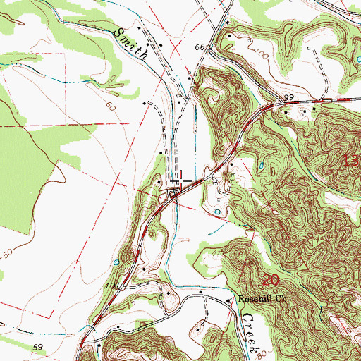 Topographic Map of Beneral School (historical), MS