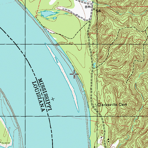 Topographic Map of Fort Adams Landing, MS