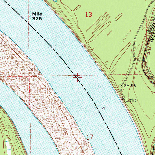 Topographic Map of Homochitto Cutoff, MS