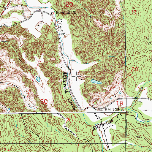 Topographic Map of Millbrook Plantation (historical), MS