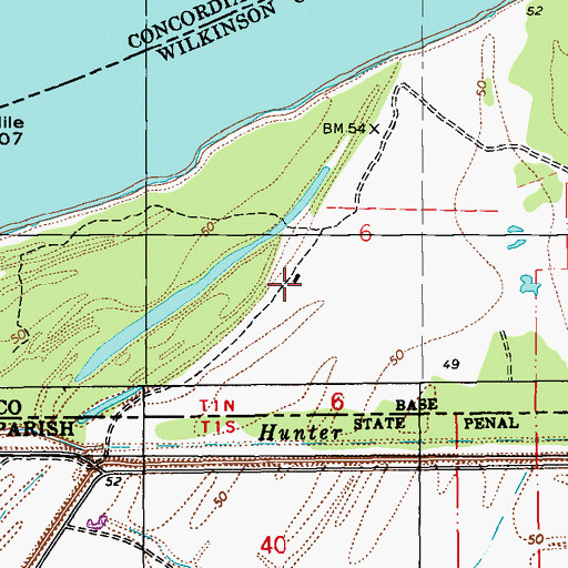 Topographic Map of Mount Olive Church (historical), MS