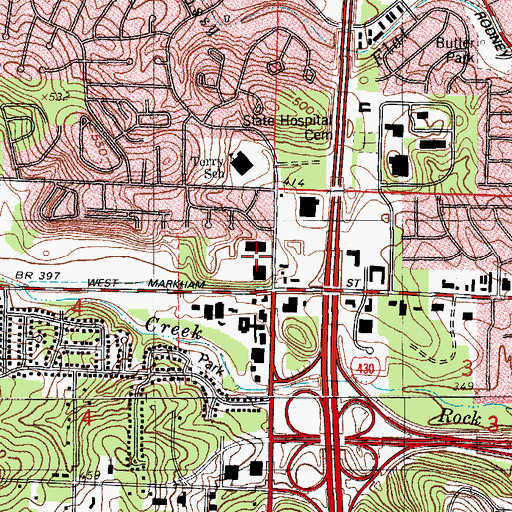 Topographic Map of West Chase Plaza Shopping Center, AR