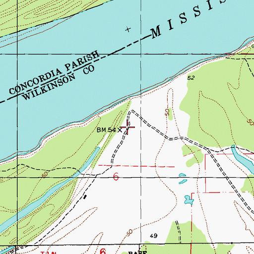 Topographic Map of Tarbert Plantation (historical), MS