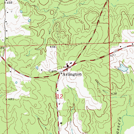 Topographic Map of Arlington Baptist Church, MS