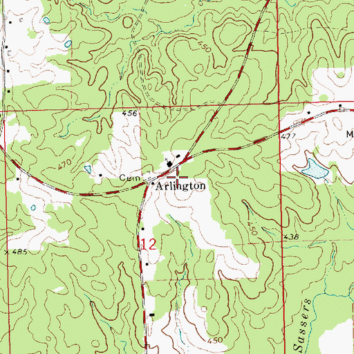 Topographic Map of Arlington School (historical), MS