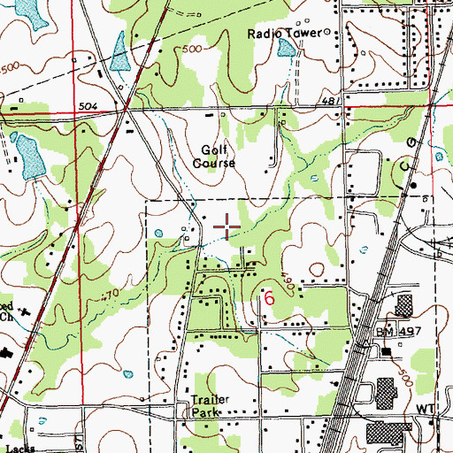 Topographic Map of Brookhaven Country Club, MS