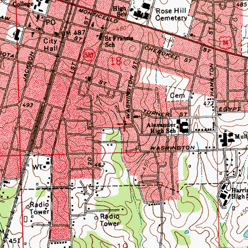 Topographic Map of Center Street Church of Christ, MS