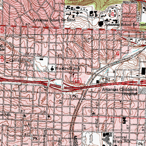 Topographic Map of West Side Baptist Church, AR