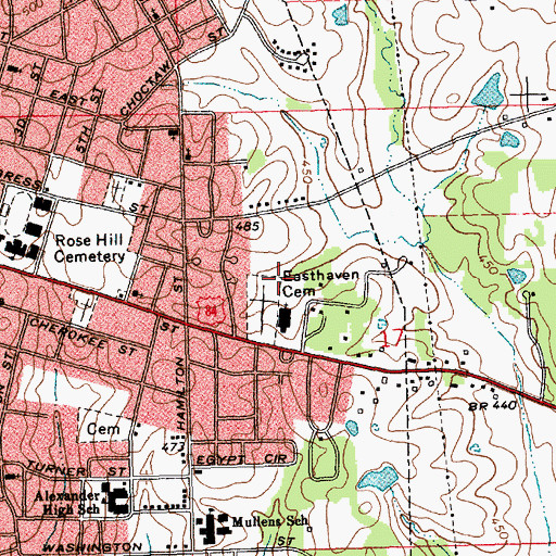 Topographic Map of Easthaven Baptist Church, MS