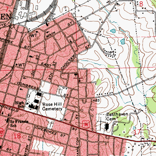 Topographic Map of Emmanuel Temple Pentecostal Church, MS