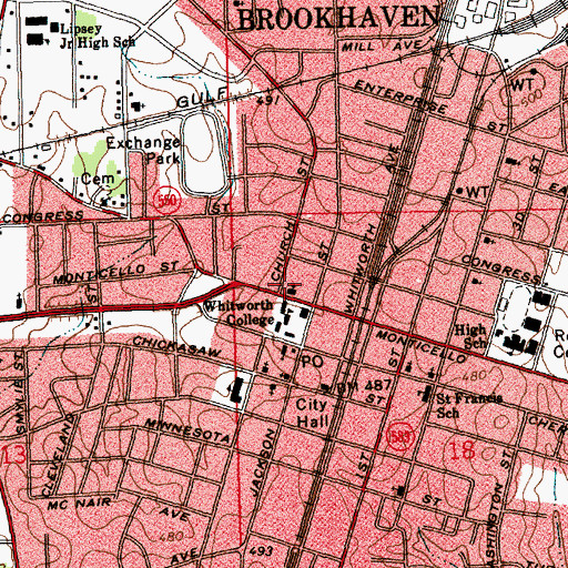 Topographic Map of Episcopal Church of the Redeemer, MS