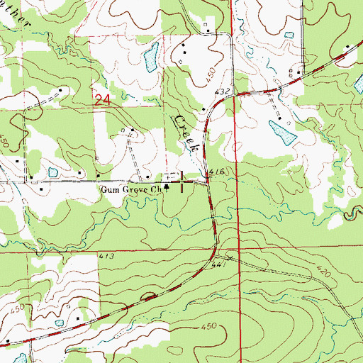 Topographic Map of Gum Grove School (historical), MS