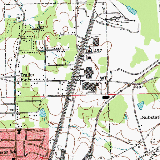Topographic Map of Haskins Saw Mill (historical), MS