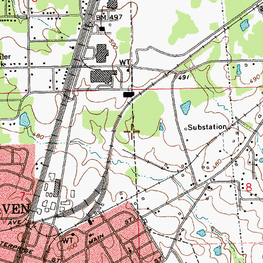 Topographic Map of Industrial Park Number 1, MS