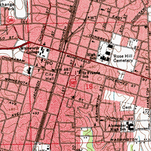 Topographic Map of Lincoln County Health Center, MS
