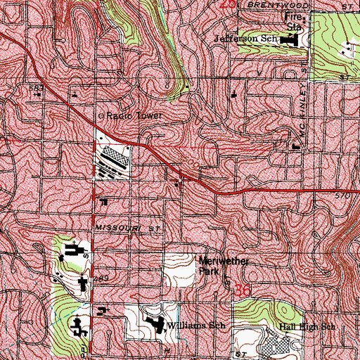 Topographic Map of Westgate Shopping Center, AR