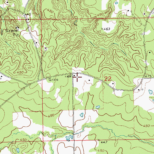 Topographic Map of Palestine Church (historical), MS
