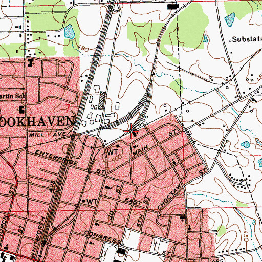 Topographic Map of Pearlhaven Baptist Church, MS