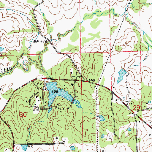 Topographic Map of Pilgrims Rest Church (historical), MS