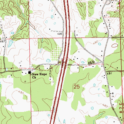 Topographic Map of Rocky Bluff Church (historical), MS
