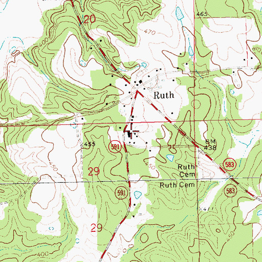 Topographic Map of Ruth School, MS