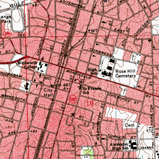 Topographic Map of Saint Francis of Assisi Catholic Church, MS