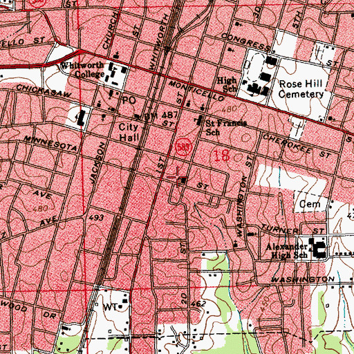 Topographic Map of Saint James Baptist Church, MS
