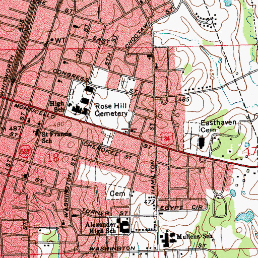 Topographic Map of Saint Mark Missionary Baptist Church, MS