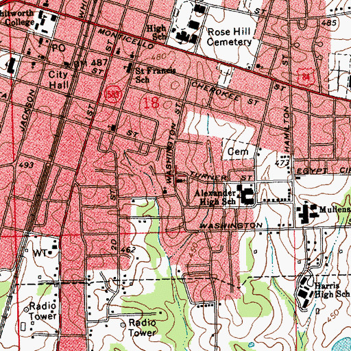 Topographic Map of Second Baptist Church, MS