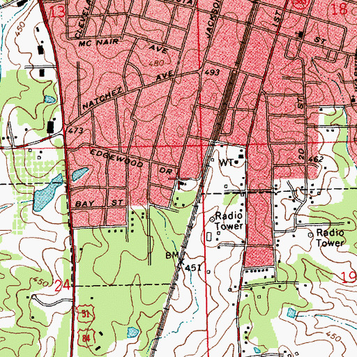 Topographic Map of Southway Baptist Church, MS