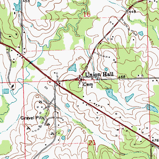 Topographic Map of Union Hall Baptist Church, MS