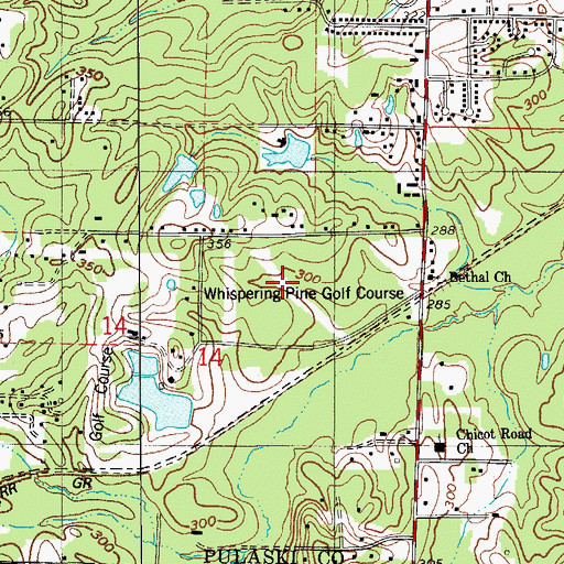 Topographic Map of Whispering Pine Golf Course, AR