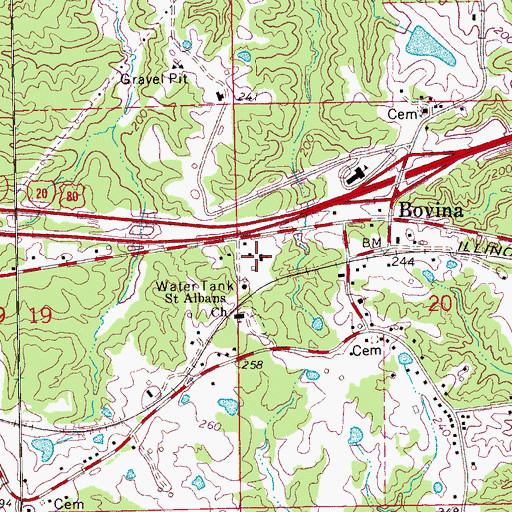 Topographic Map of Bovina Baptist Church, MS