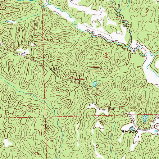 Topographic Map of Brickhouse School (historical), MS