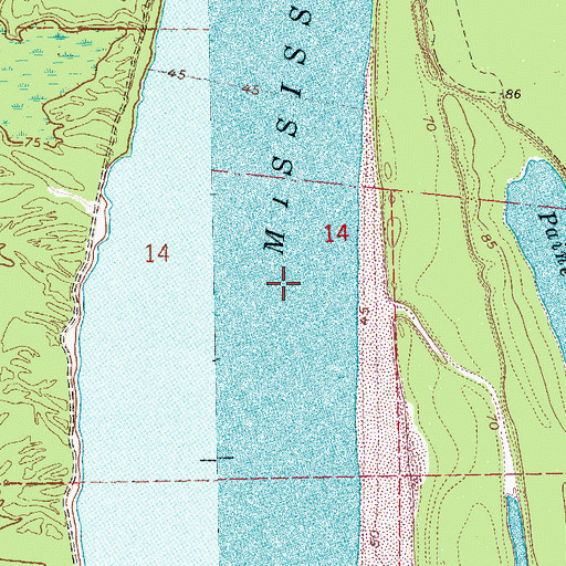 Topographic Map of Diamond Island Cutoff, MS