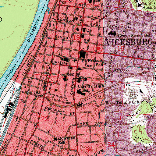 Topographic Map of First Baptist Church, MS