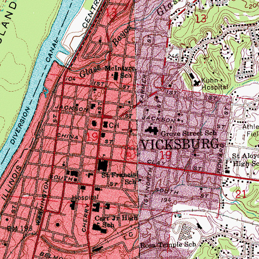 Topographic Map of First Christian Church, MS
