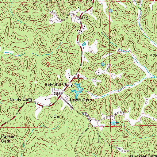 Topographic Map of Holy Hill School (historical), MS