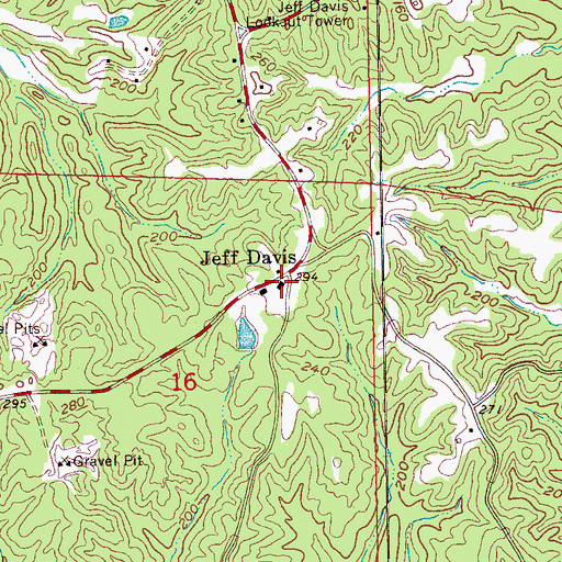 Topographic Map of Jeff Davis School (historical), MS