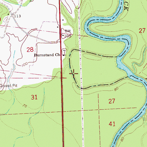 Topographic Map of Kings Landing (historical), MS