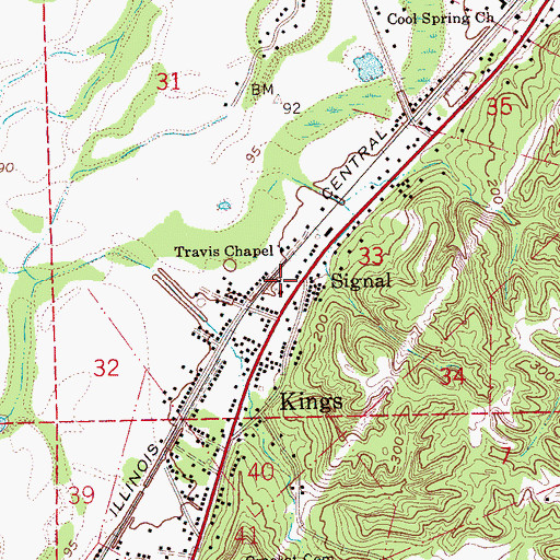 Topographic Map of Kings School, MS