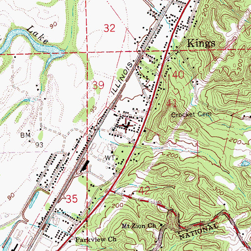 Topographic Map of Kings School, MS