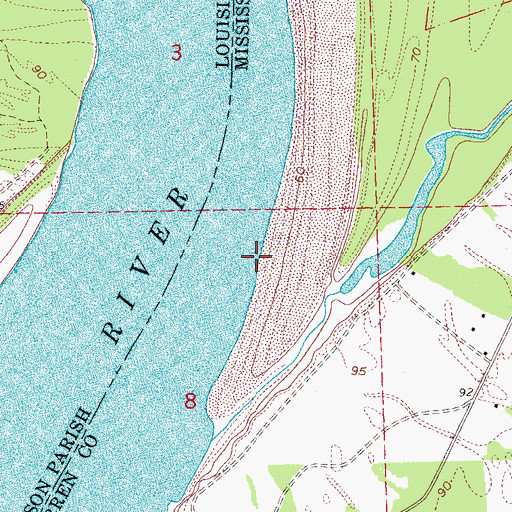 Topographic Map of Oak Bend Landing (historical), MS