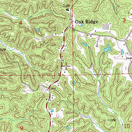 Topographic Map of Oak Ridge School (historical), MS