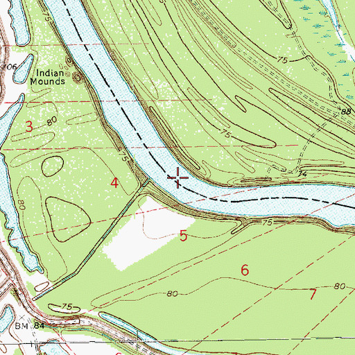 Topographic Map of Palmyra Bend, MS